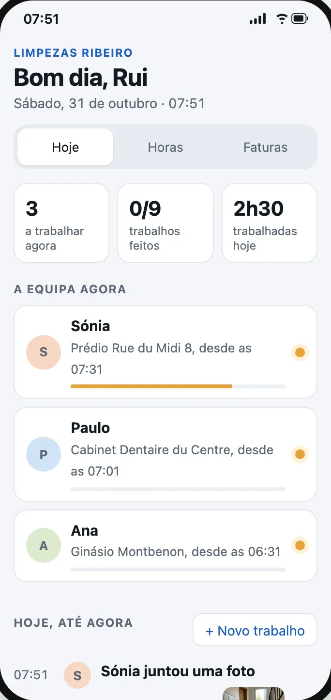 A mesma app no telemóvel do patrão: quem está a trabalhar, onde e desde que horas
